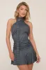 Blue Striped Halter Neck Mini Dress - Cailin sold by Rebellious Fashion