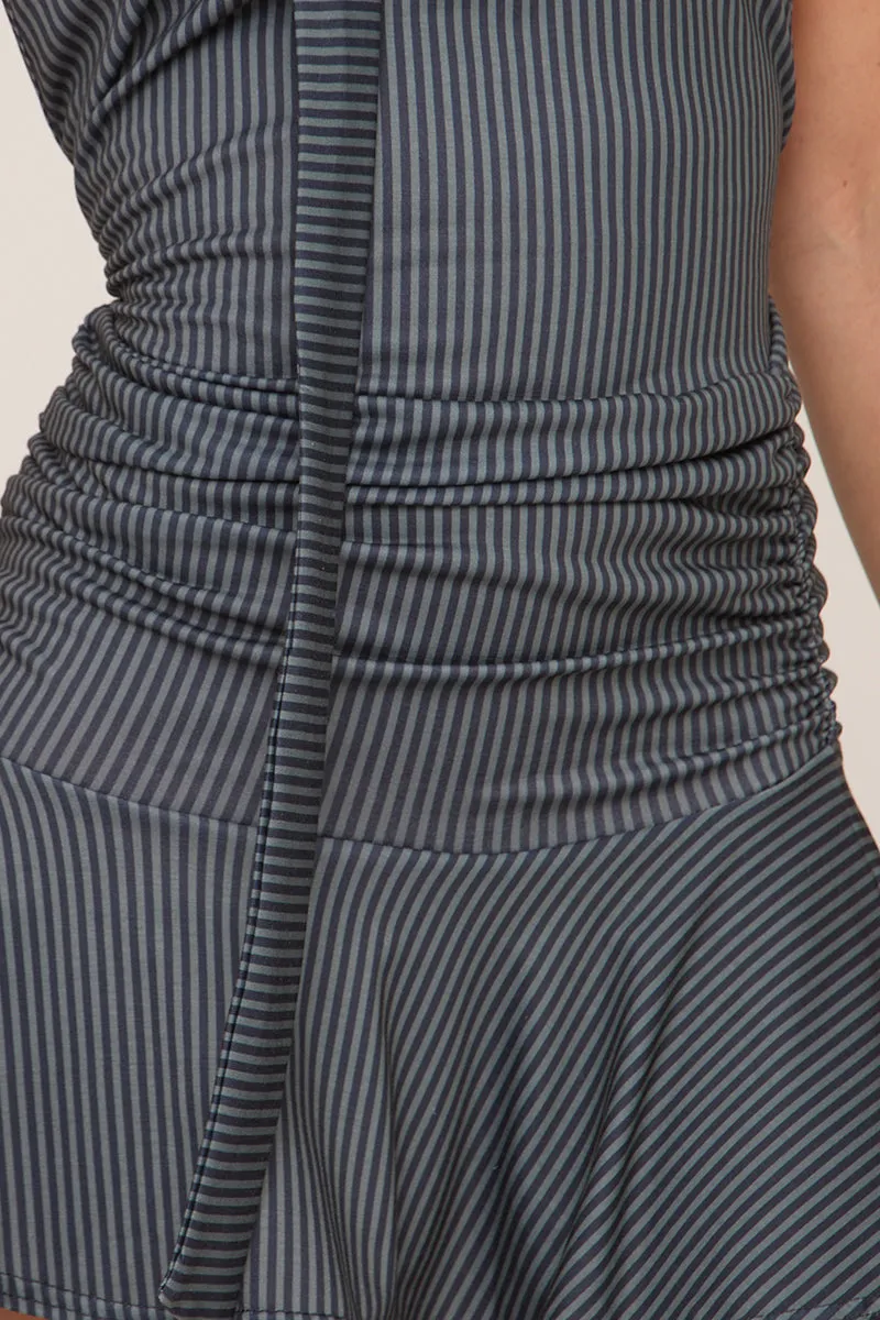 Blue Striped Halter Neck Mini Dress - Cailin sold by Rebellious Fashion product image thumbnail 4