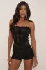 Black Semi Sheer Ruffle Corset Top - Aniyah sold by Rebellious Fashion