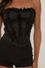 Black Semi Sheer Ruffle Corset Top - Aniyah sold by Rebellious Fashion