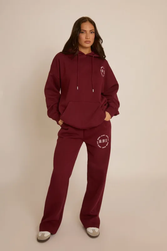 Wine Rebel Sport Wide Leg Joggers - Mckenna sold by Rebellious Fashion