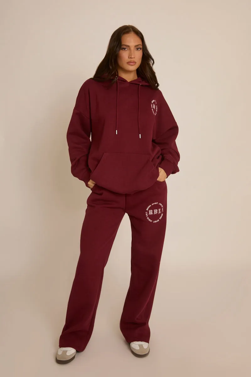 Wine Rebel Sport Wide Leg Joggers - Mckenna sold by Rebellious Fashion