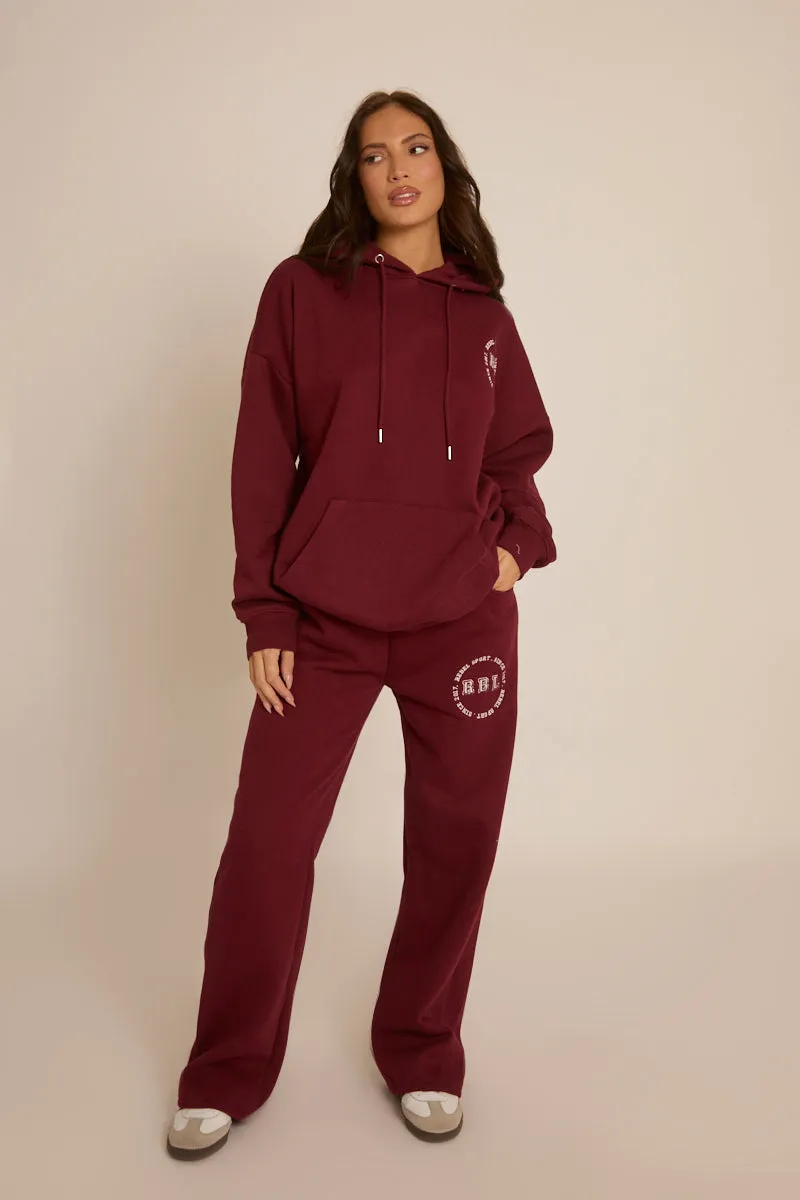 Wine Rebel Sport Wide Leg Joggers - Mckenna sold by Rebellious Fashion product image thumbnail 4