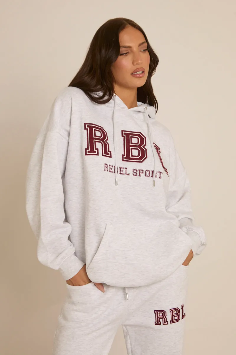 Light Grey Marl Rebel Sport Oversized Hoodie - Camilla sold by Rebellious Fashion