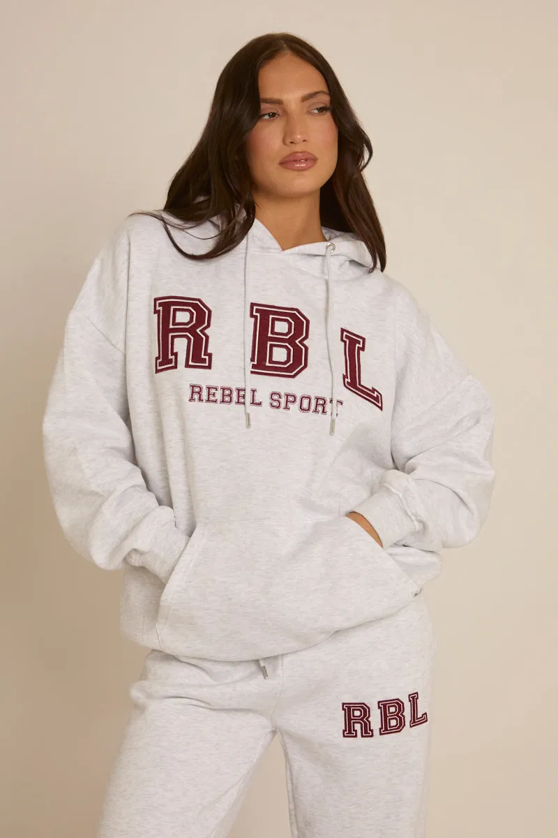 Light Grey Marl Rebel Sport Oversized Hoodie - Camilla sold by Rebellious Fashion product image thumbnail 4