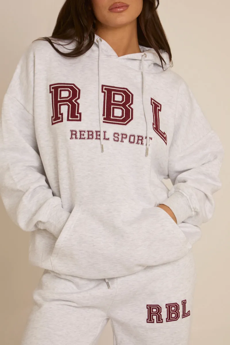 Light Grey Marl Rebel Sport Oversized Hoodie - Camilla sold by Rebellious Fashion product image thumbnail 3