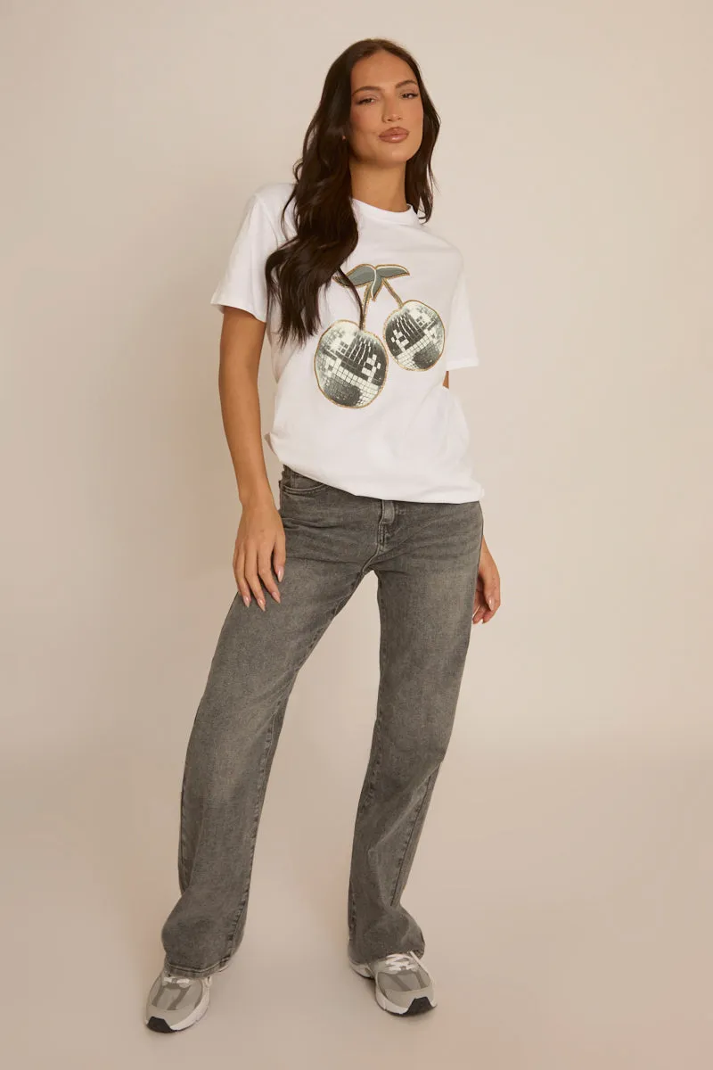 White Disco Cherry Tshirt - Selah sold by Rebellious Fashion product image thumbnail 3