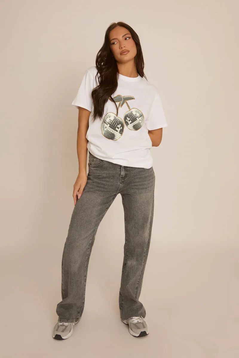 White Disco Cherry Tshirt - Selah sold by Rebellious Fashion product image thumbnail 2