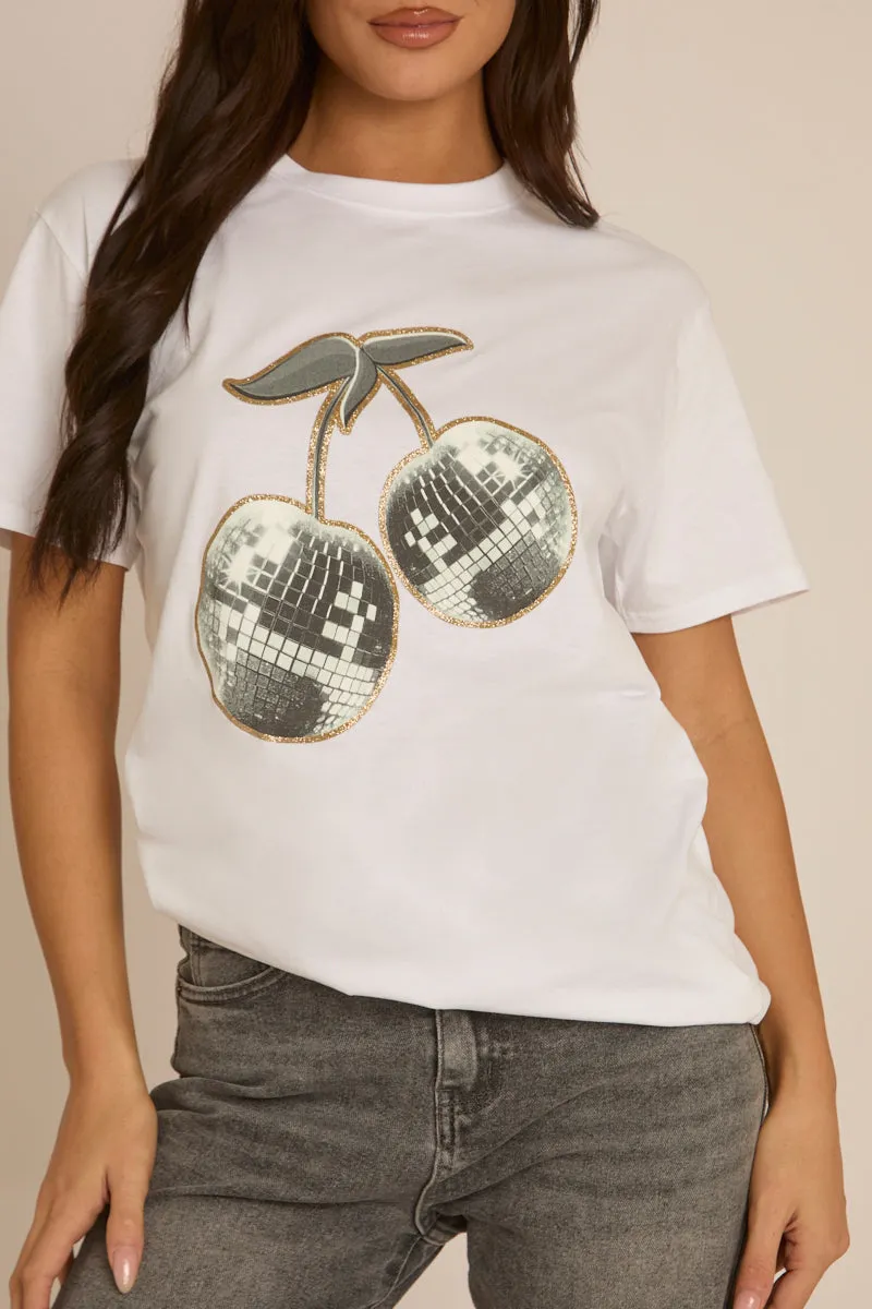 White Disco Cherry Tshirt - Selah sold by Rebellious Fashion product image thumbnail 4