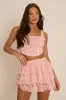 Pink Lace Corset and Ruffle Mini Skirt Co-Ord- Ariel sold by Rebellious Fashion