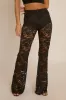 Black Lace Kick Flare Trousers - Antonella sold by Rebellious Fashion