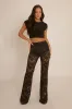 Black Lace Kick Flare Trousers - Antonella sold by Rebellious Fashion