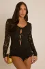 Black Lace Romper Playsuit - Palmer sold by Rebellious Fashion