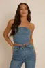 Blue Denim Diamante Embellished Corset Top - Elaina sold by Rebellious Fashion