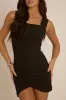 Black Ruched Side Slinky Mini Dress - Ruby sold by Rebellious Fashion