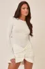 White Knot Detail Long Sleeve Mini Dress - Pearl sold by Rebellious Fashion