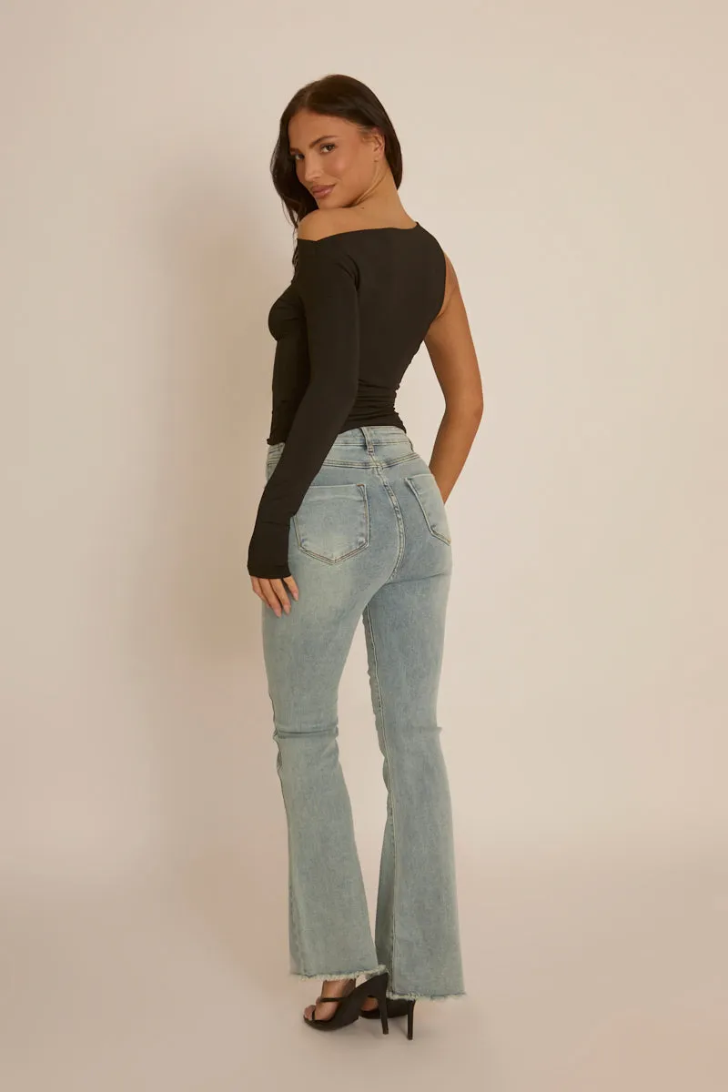 Black Asymmetric Sleeve Top - Christa sold by Rebellious Fashion product image thumbnail 5