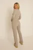 Grey Ribbed Button Front Long Sleeve Top and Trouser Co-Ord - Giselle sold by Rebellious Fashion
