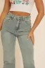Vintage Light Blue Washed Stretch Straight Leg Frayed Hem Jeans - Scarlett sold by Rebellious Fashion