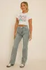 Vintage Light Blue Washed Stretch Straight Leg Frayed Hem Jeans - Scarlett sold by Rebellious Fashion