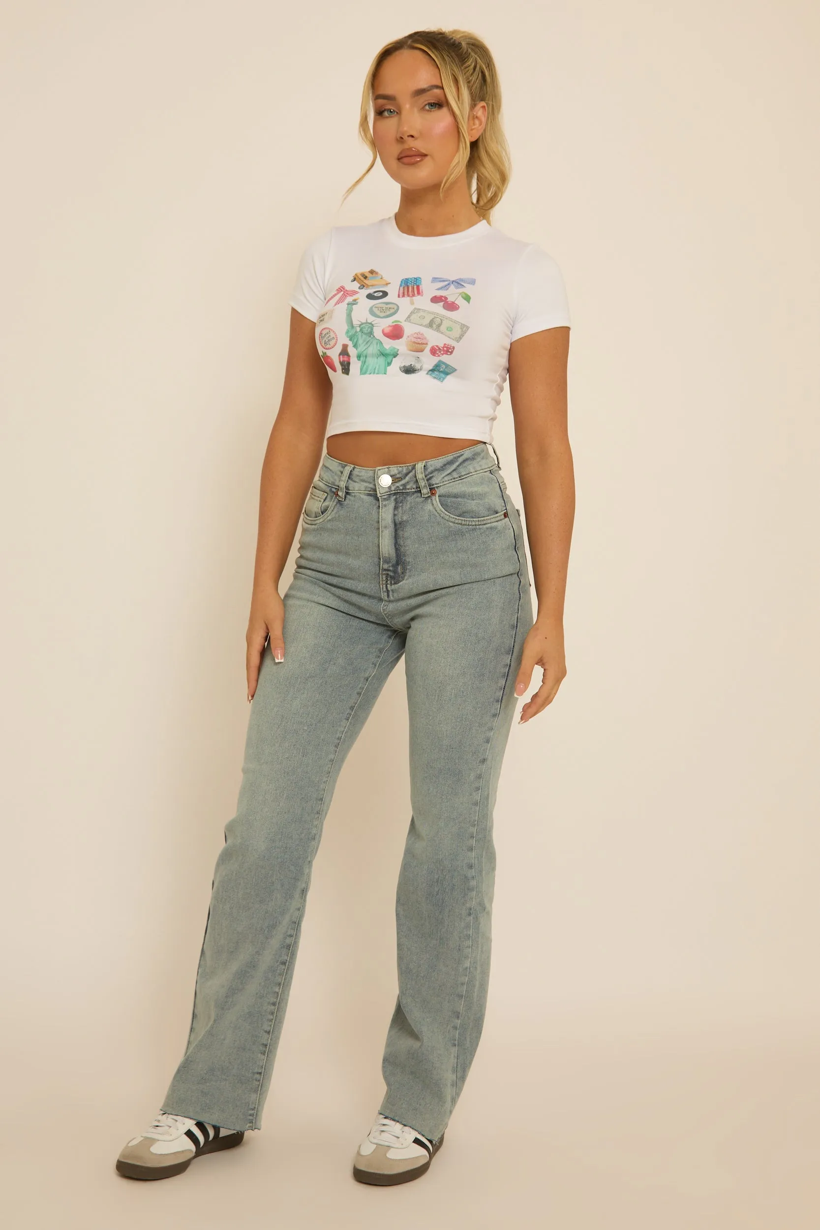 Vintage Light Blue Washed Stretch Straight Leg Frayed Hem Jeans - Scarlett sold by Rebellious Fashion product image thumbnail 3