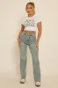 Vintage Light Blue Washed Stretch Straight Leg Frayed Hem Jeans - Scarlett sold by Rebellious Fashion