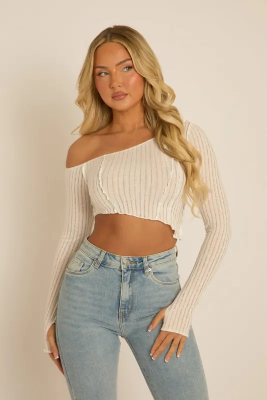 White Semi Sheer Off Shoulder Top - Carolina sold by Rebellious Fashion