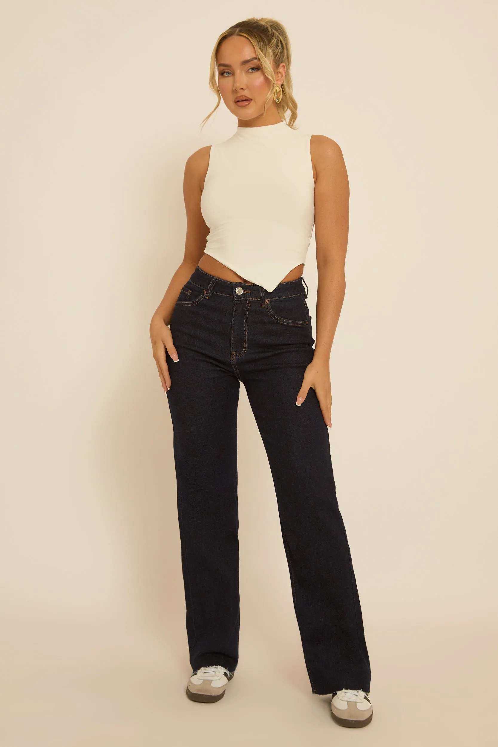 White High Neck Asymmetric Top - Ariella sold by Rebellious Fashion product image thumbnail 2