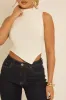 White High Neck Asymmetric Top - Ariella sold by Rebellious Fashion