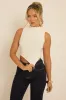 White High Neck Asymmetric Top - Ariella sold by Rebellious Fashion