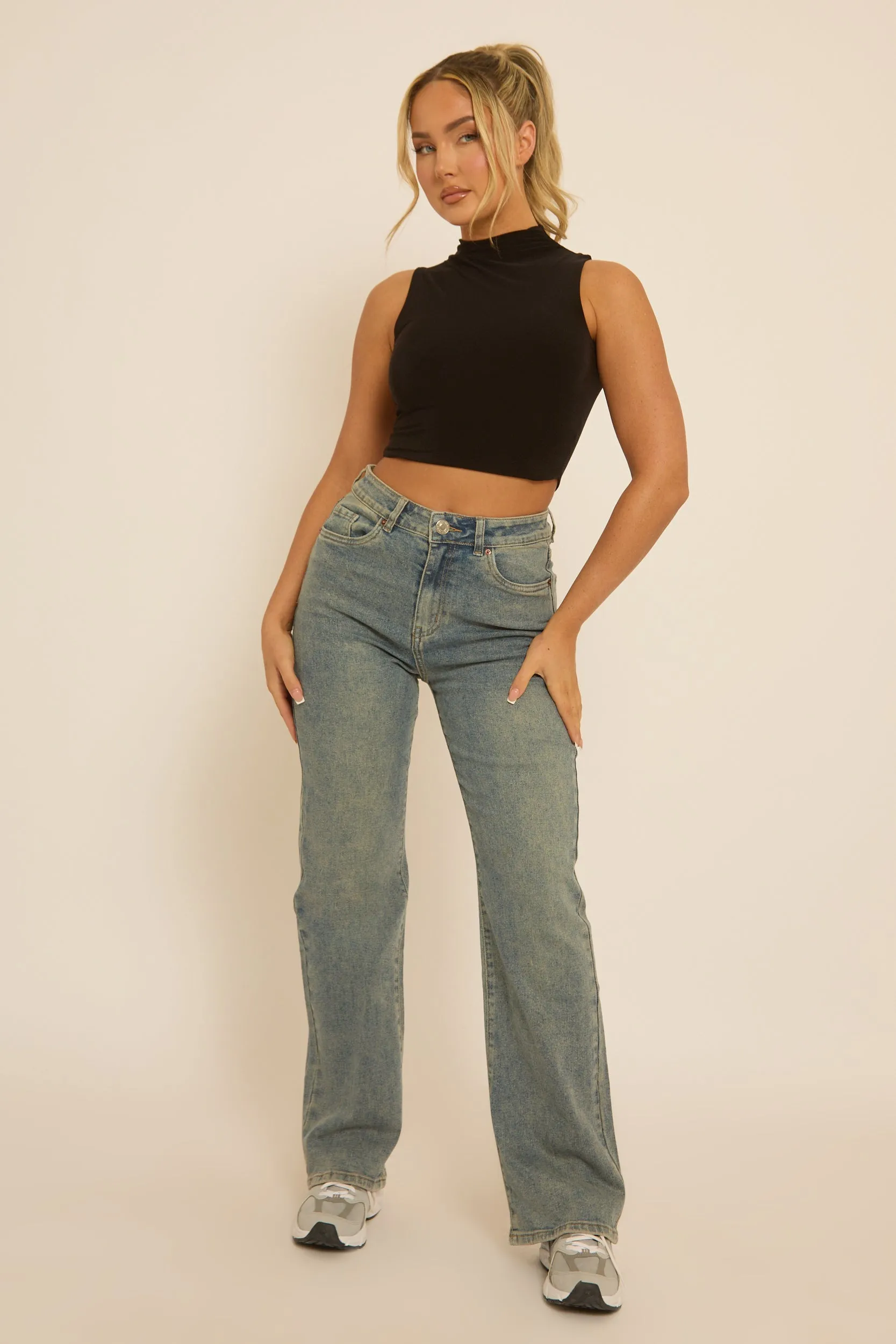 Black High Neck Asymmetric Top - Ariella sold by Rebellious Fashion product image thumbnail 2