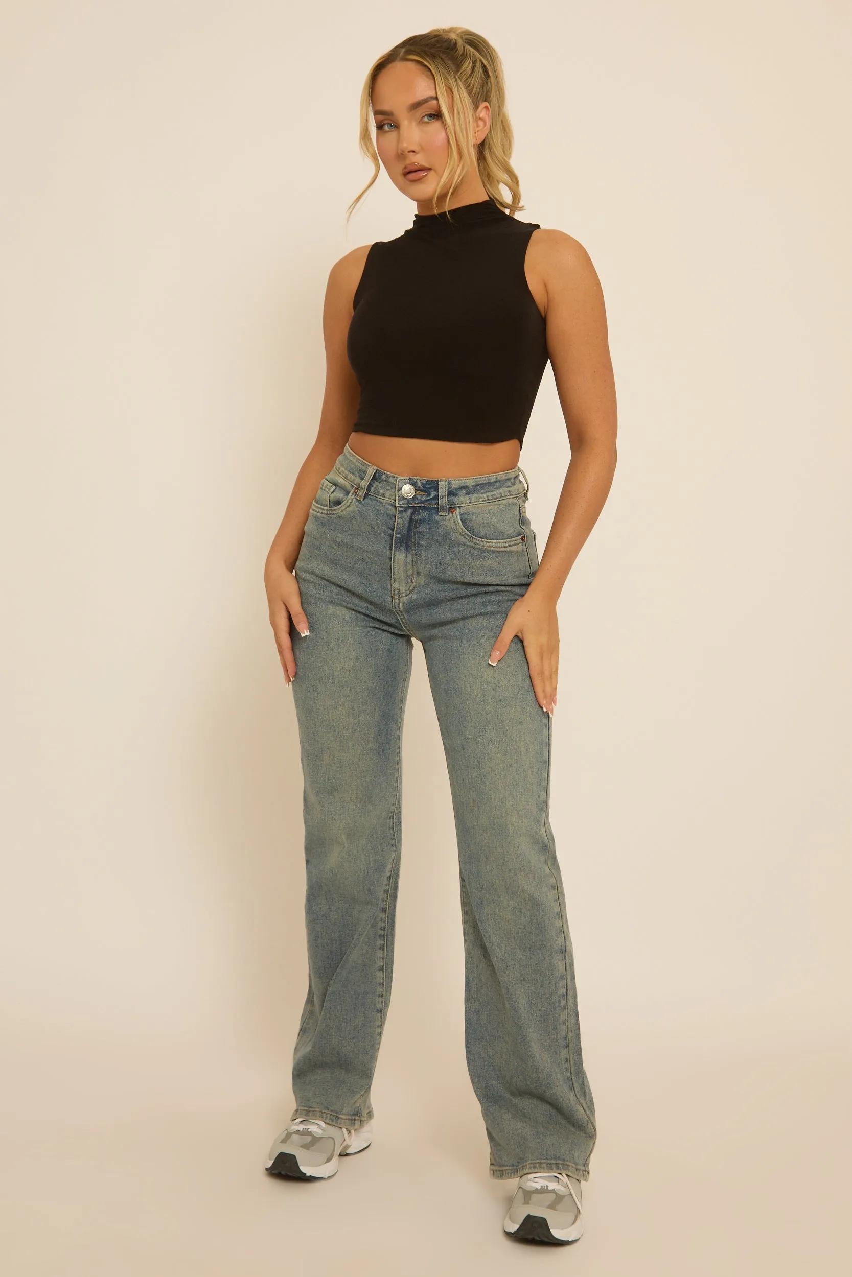 Black High Neck Asymmetric Top - Ariella sold by Rebellious Fashion product image thumbnail 4