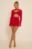 Red Slinky Twist Cut Out Mini Dress - Miranda sold by Rebellious Fashion