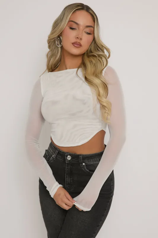 White Semi Sheer Mesh Top - Rosaleen sold by Rebellious Fashion