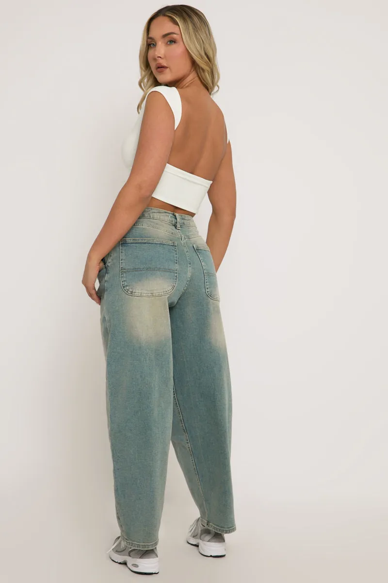 Washed Blue Stretch Balloon Jeans - Tabitha sold by Rebellious Fashion product image thumbnail 5