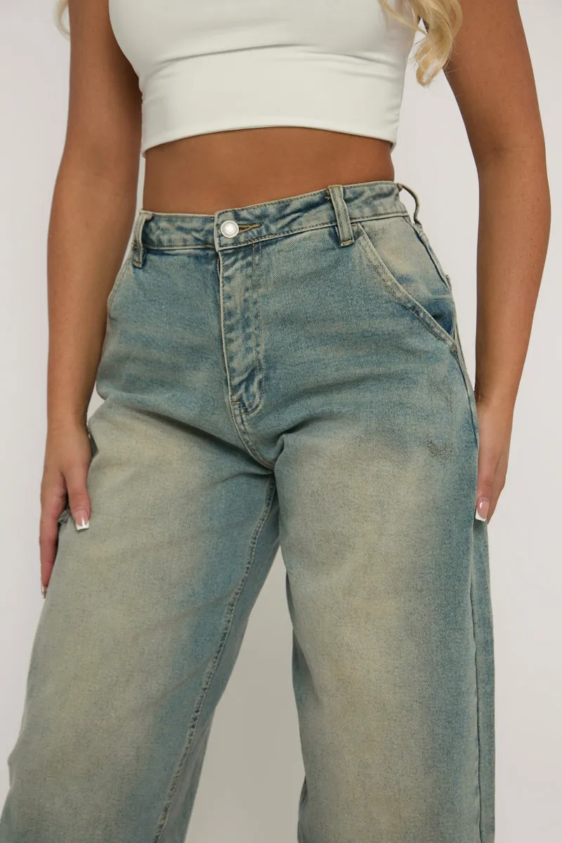 Washed Blue Stretch Balloon Jeans - Tabitha sold by Rebellious Fashion product image thumbnail 4