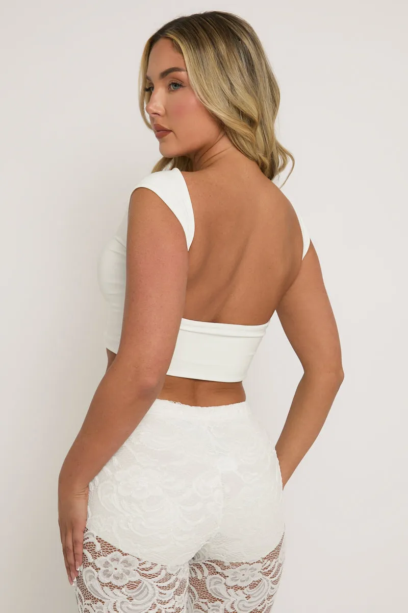 White Open Back Crop Top - Iona sold by Rebellious Fashion