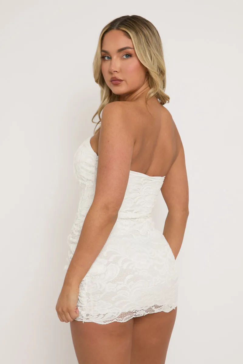 White Lace Bandeau Mini Dress - Louisa sold by Rebellious Fashion product image thumbnail 5