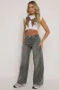 Washed Grey Stretch Wide Leg Jeans - Teresa sold by Rebellious Fashion