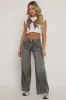 Washed Grey Stretch Wide Leg Jeans - Teresa sold by Rebellious Fashion