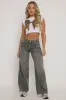 Washed Grey Stretch Wide Leg Jeans - Teresa sold by Rebellious Fashion