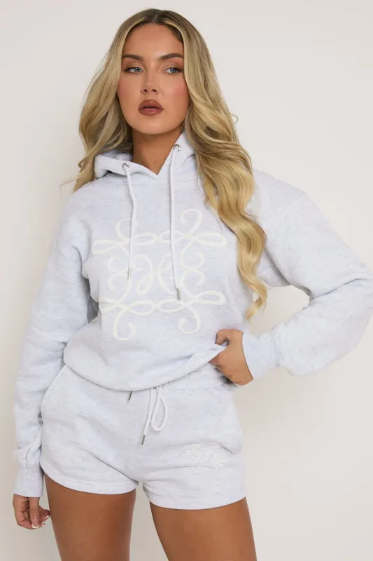 Grey Marl Swirl Motif Hoodie & Shorts Loungewear Co-ord Set - Dimity sold by Rebellious Fashion