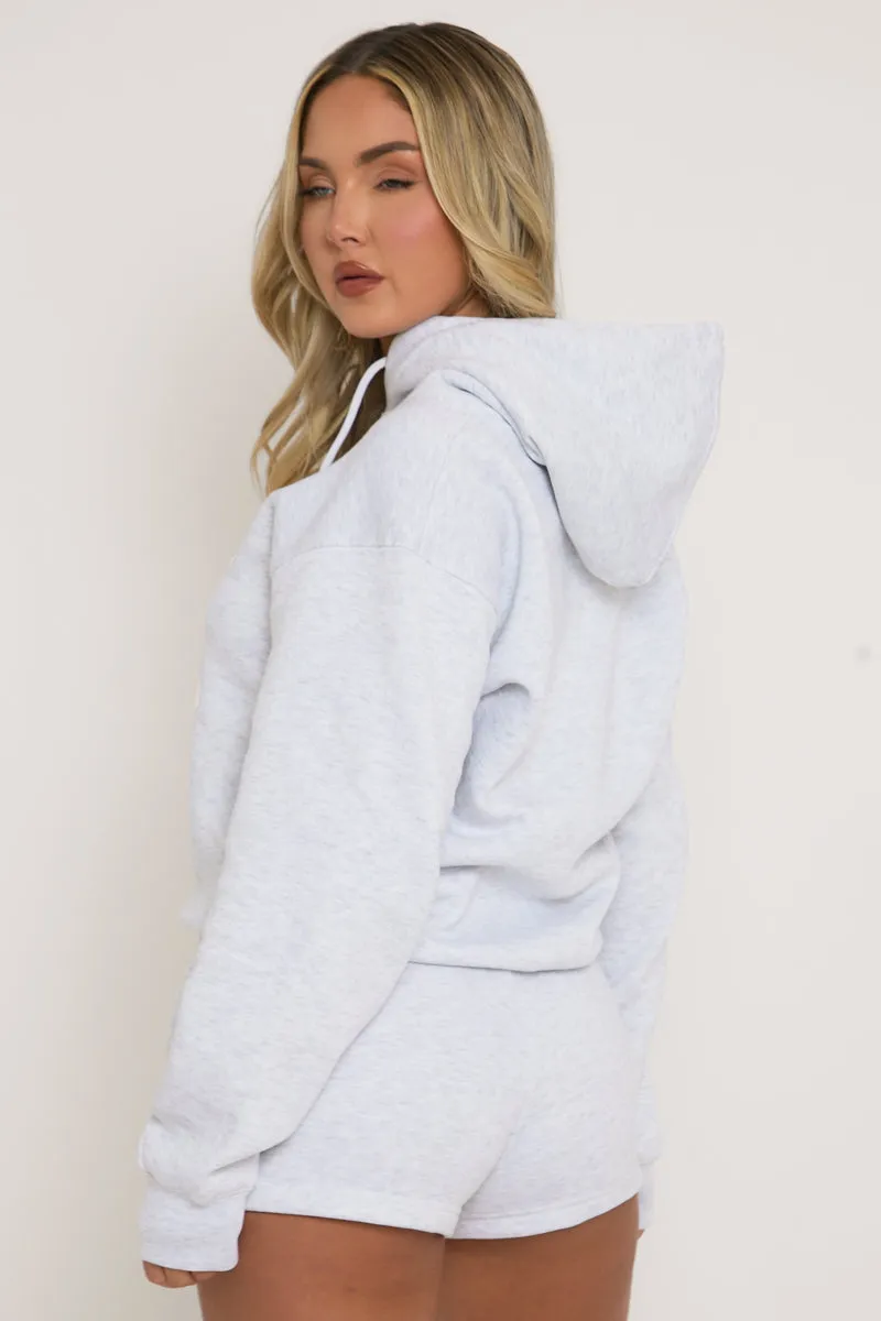 Grey Marl Swirl Motif Hoodie & Shorts Loungewear Co-ord Set - Dimity sold by Rebellious Fashion product image thumbnail 5
