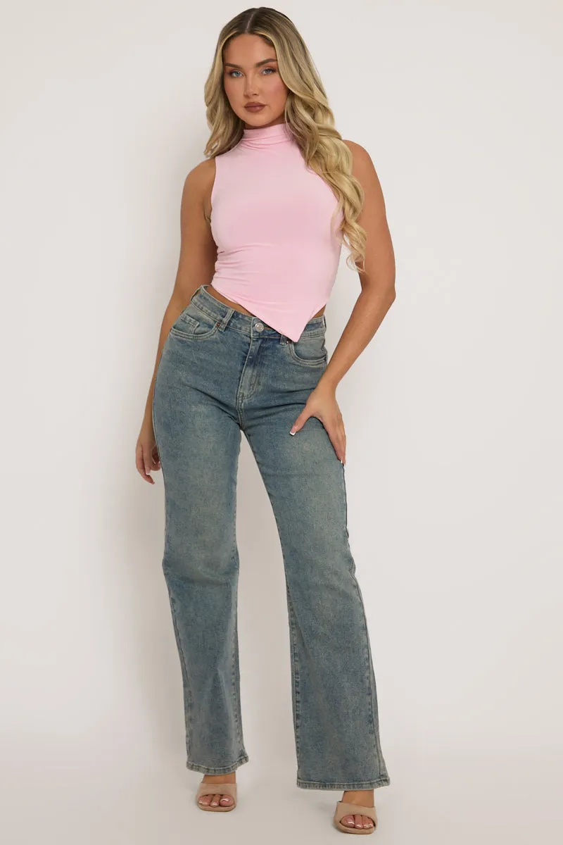 Pink High Neck Asymmetric Top - Ariella sold by Rebellious Fashion product image thumbnail 2