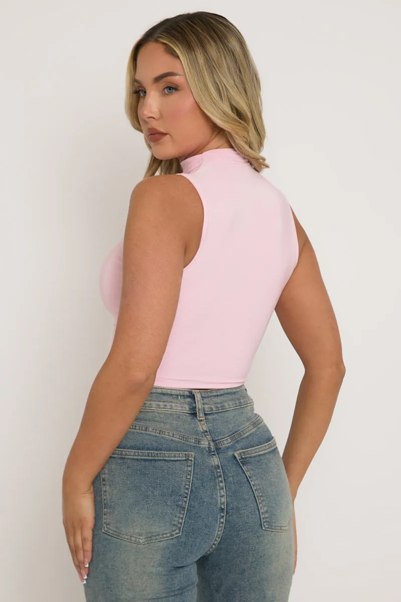 Pink High Neck Asymmetric Top - Ariella sold by Rebellious Fashion product image thumbnail 5
