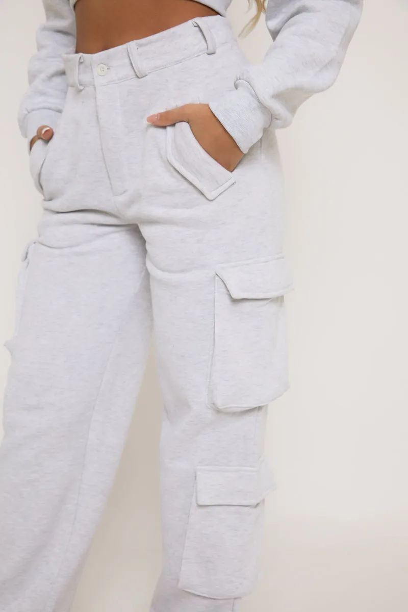 Grey Marl Cropped Cargo Lounge Co-ord Set - Lizzie sold by Rebellious Fashion product image thumbnail 3