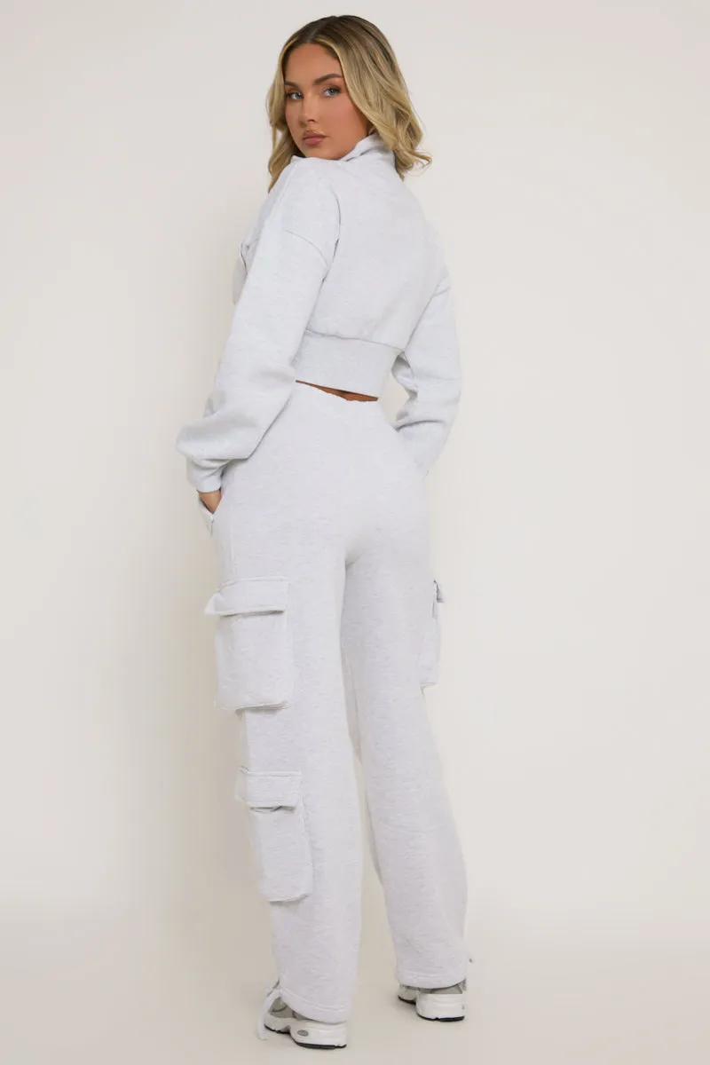 Grey Marl Cropped Cargo Lounge Co-ord Set - Lizzie sold by Rebellious Fashion product image thumbnail 5