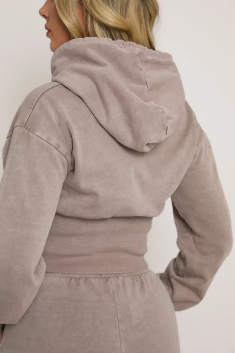 Washed Grey Cinched Waist Hoody and Joggers Loungewear Co-ord Set - Destiny sold by Rebellious Fashion product image thumbnail 4