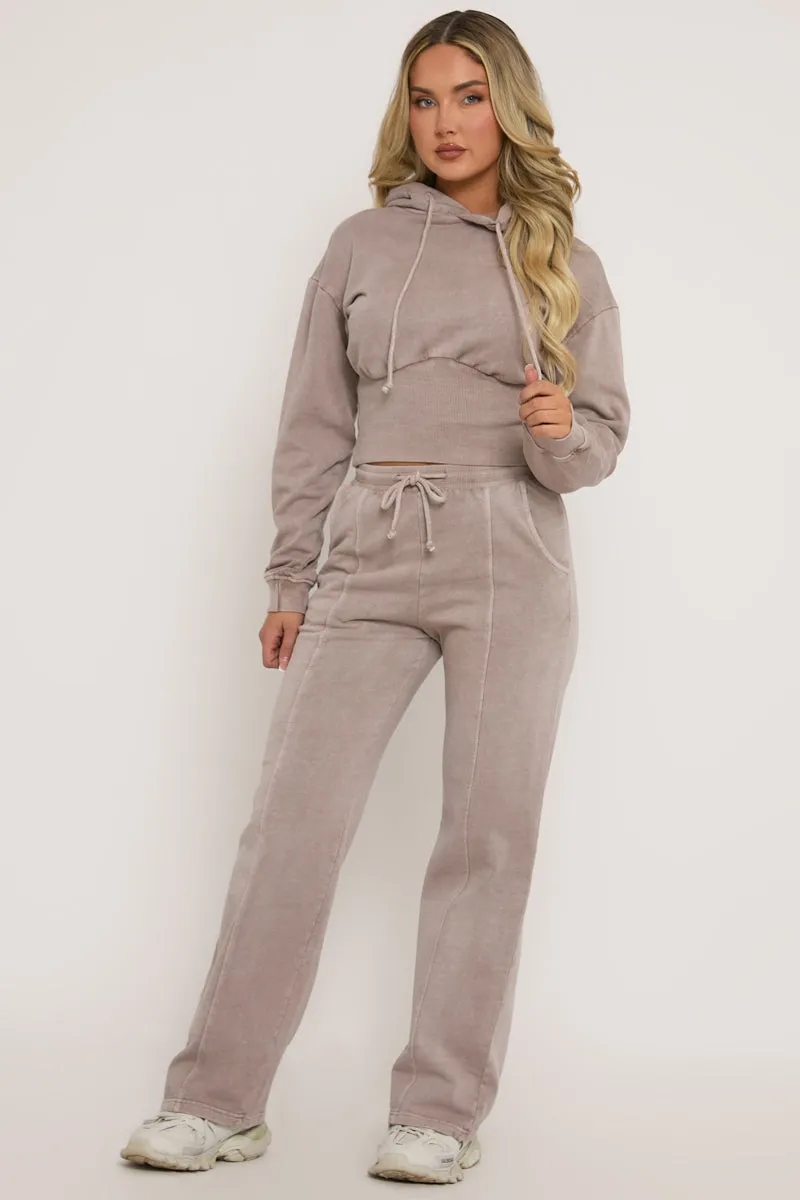 Washed Grey Cinched Waist Hoody and Joggers Loungewear Co-ord Set - Destiny sold by Rebellious Fashion product image thumbnail 2