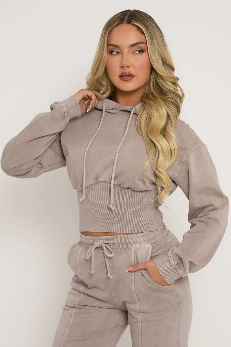 Washed Grey Cinched Waist Hoody and Joggers Loungewear Co-ord Set - Destiny sold by Rebellious Fashion product image thumbnail 3